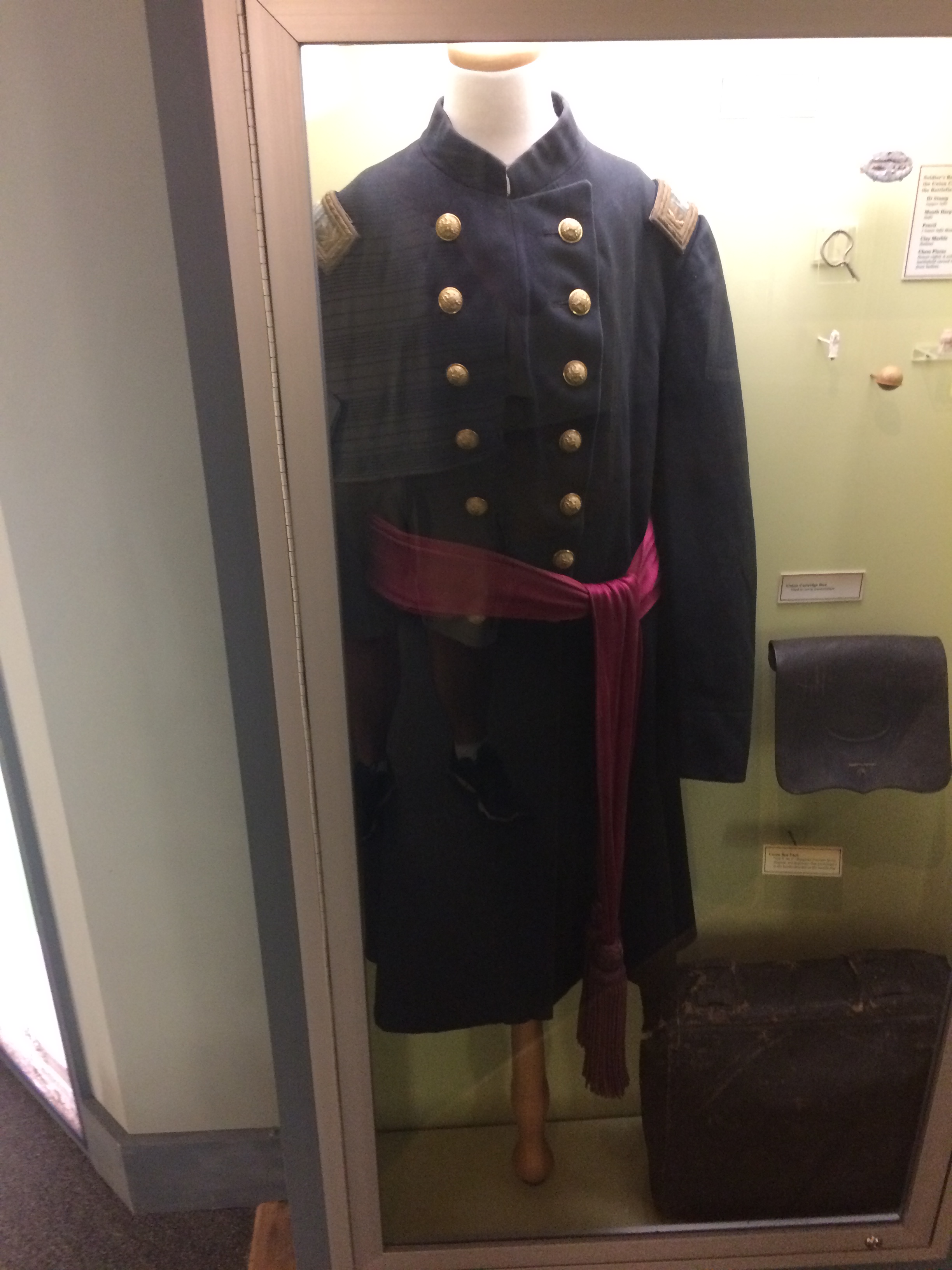 Peter Vredenburgh's jacket on display at the Monocacy Battlefield Visitor Center (Ryan Quint)