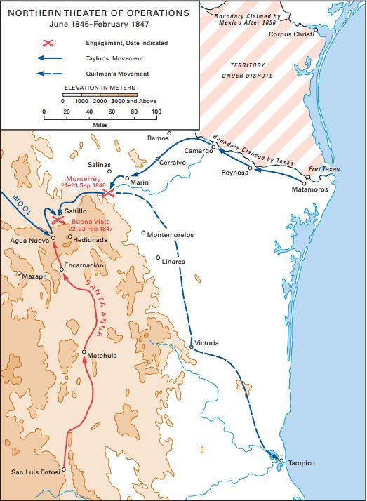 A map showing operations leading up to the battle of Buena Vista (US Army)