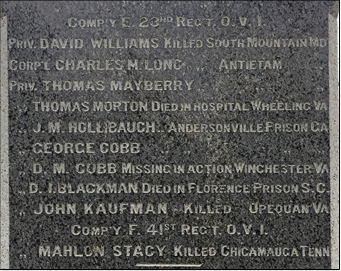 Honored dead of the 23rd Ohio Volunteer Infantry on the Poland Civil War Monument. (Image courtesy the author)
