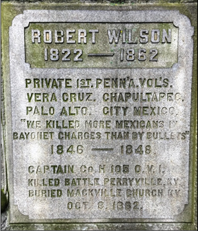Marker in Riverside Cemetery dedicated to Capt. Robert Wilson. (Image courtesy of author)