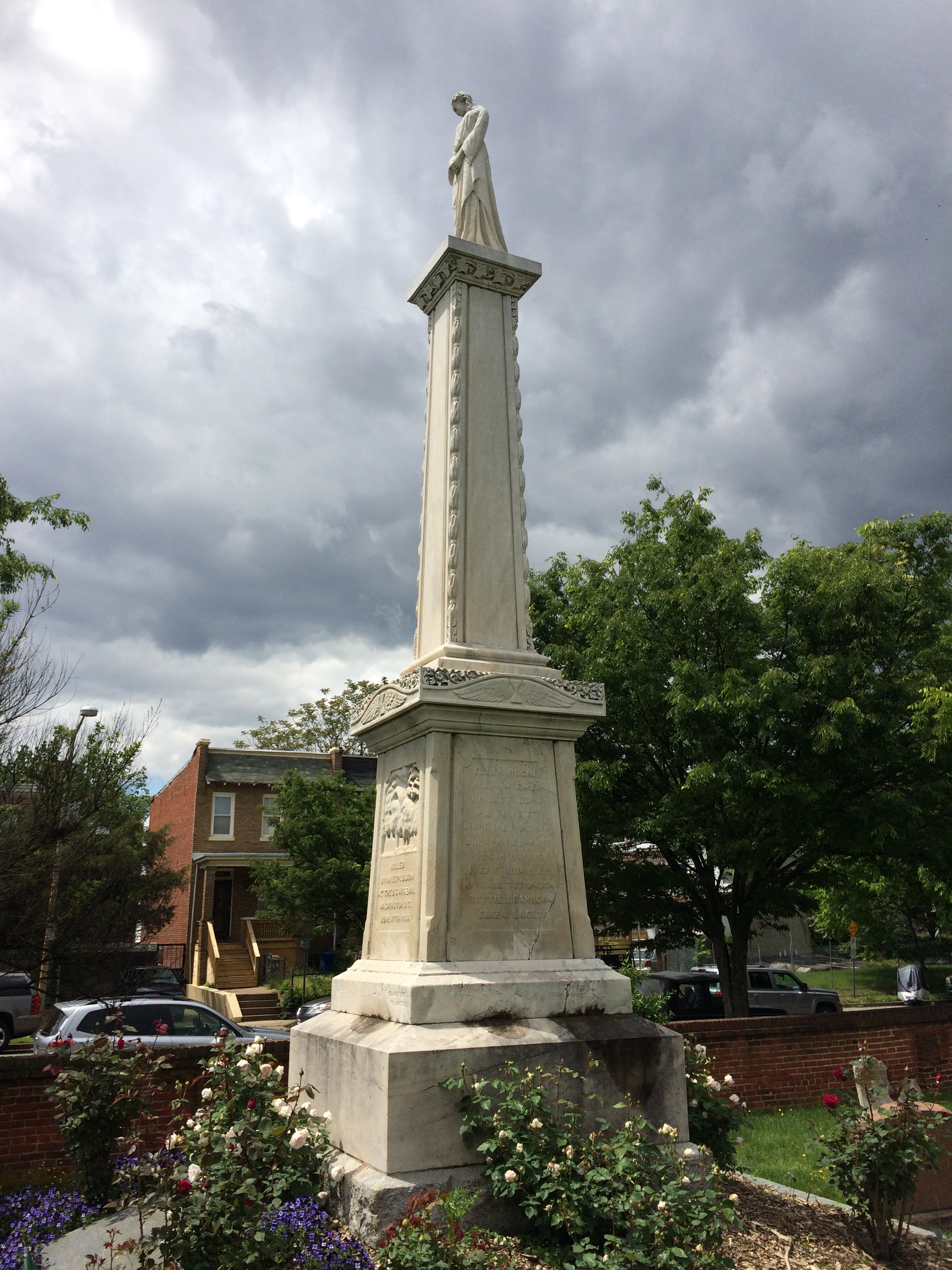 The memorial to the victims of the Washington Arsenal Explosion that occurred in June, 1864. 