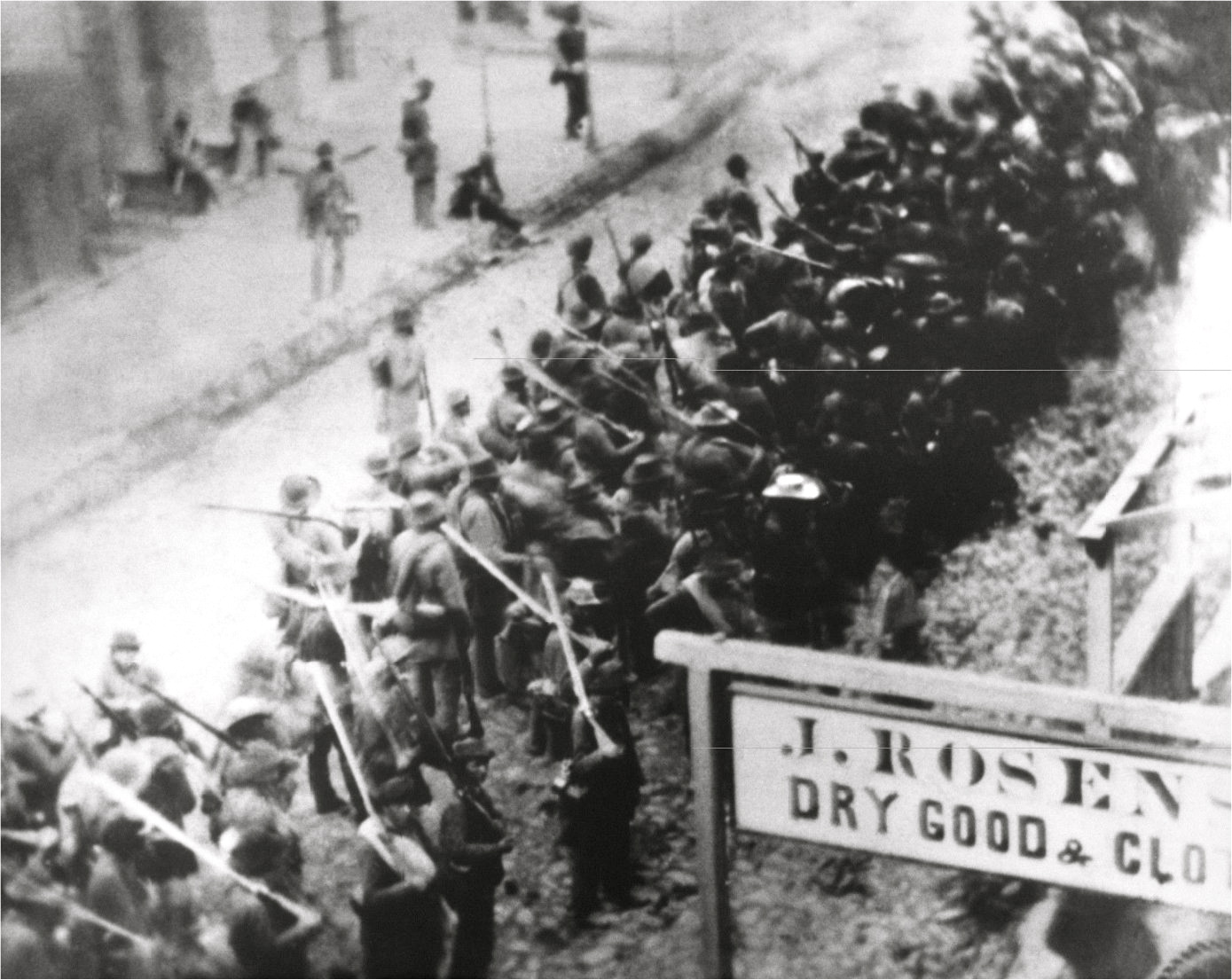 Rebel troops marching out of Frederick