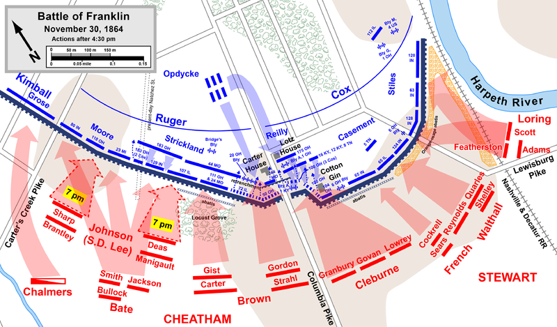 Battle of Franklin Map created by Hal Jesperson. www.cwmaps.com 