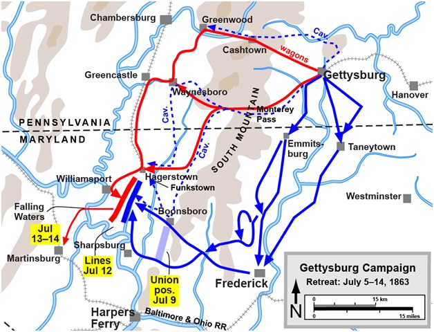 Gettysburg Retreat Map Emerging - Gettysburg Retreat Map 