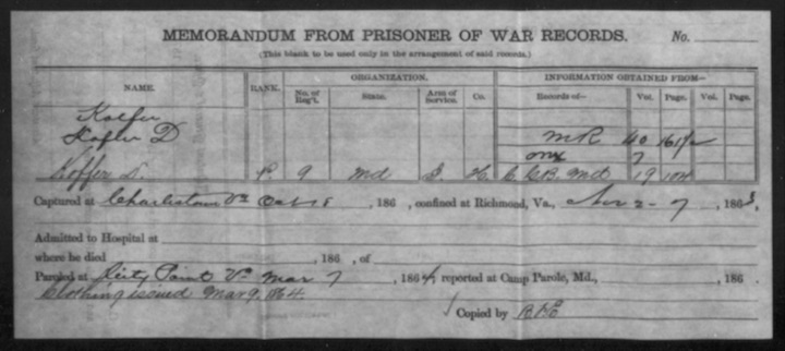 Koffler POW Record