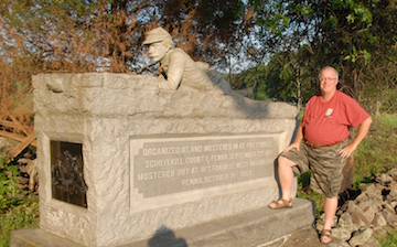 Brian Swartz and 96th Penn Inf monument at Gettysburg