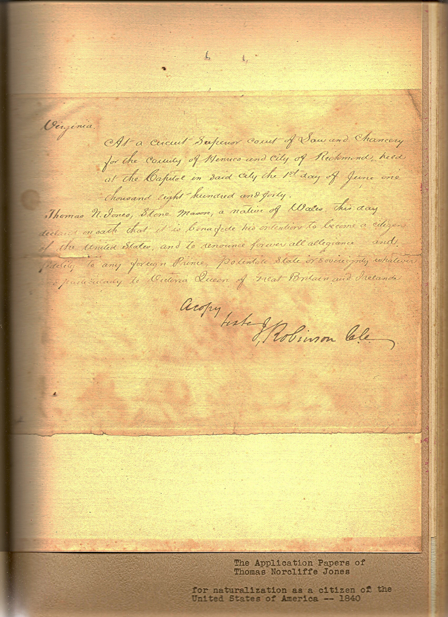 Jones-Naturalization Papers