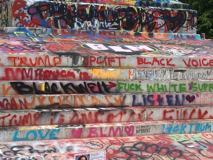 Spraypainted Lee Monument Steps